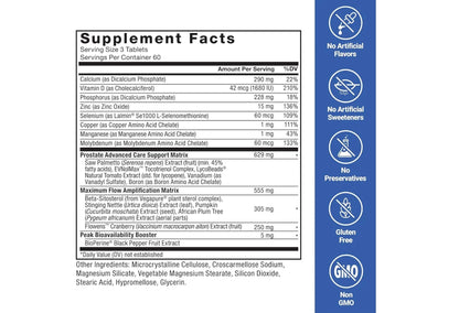 FORCE FACTOR Prostate Advanced, Health Supplement for Men for Reducing Nighttime Bathroom Trips, Bladder & Urinary Relief, with Saw Palmetto, Beta-Sitosterol, 180 Tablets (1-Pack)