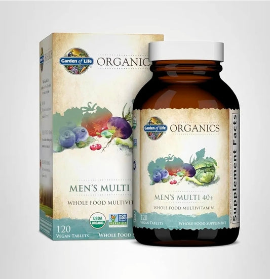 Garden of Life Organics Whole Food Multivitamin for Men 40+ 120 Tablets, Vegan Mens Multi for Health & Well-Being Certified Organic Whole Food Vitamins & Minerals for Men Over 40 Mens Vitamins
