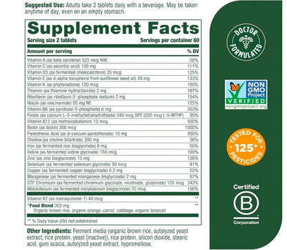 MegaFood Women's 40+ Advanced Multivitamin for Women - Dr Formulated - Vitamin B, Vitamin D3, Vitamin K2 & Choline - Energy Metabolism, Brain Health & Bone Health - Vegetarian - 120 Tabs (60 servings)