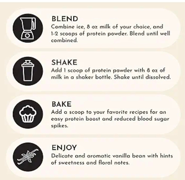 JUST INGREDIENTS Protein Powder | Vanilla Protein Powder Made with 100% Grass Fed, Non Denatured Whey | Four Different Protein Sources from Organic Whole Food Ingredients | 15 Servings | 22g Protein
