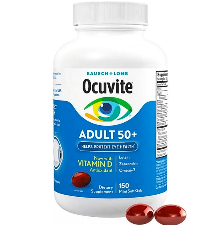 Bausch & Lomb Ocuvite Adult 50+ Eye Vitamin & Mineral Supplement , 150 Softgels Each