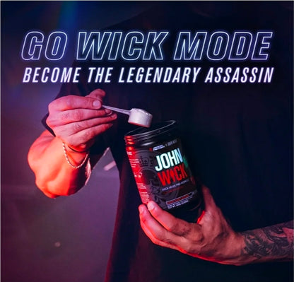 Jacked Factory X John Wick - Wick Mode Pre Workout Powder - Intense Energy, Battle-Ready Focus, Unstoppable Commitment, and Sheer Will - 40 Servings, Last Tropical Sunrise