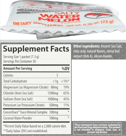 Trace Minerals Research Salty Watermelon Zerolyte Drink Mix SGL, 0.26 Oz