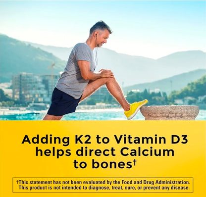 Nature Made Vitamin D3 K2 Gummies, Vitamin D 5000 IU Per Serving for Bone, Teeth, Muscle and Immune Support, 50 Gummy Vitamins, 25 Day Supply