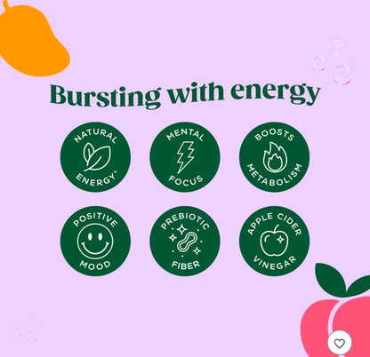 BLOOM NUTRITION Sparkling Energy Drink - Peach Mango - 12 fl oz Can