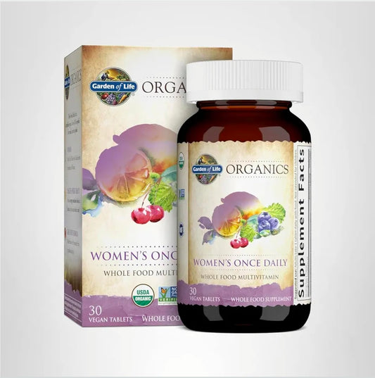 Garden of Life Organics Multivitamin for Women - Women's Once Daily Multi - Whole Food Multi with Iron, Biotin, Vegan Organic Womens Multivitamin for Health, Energy Hair Skin and Nails, 30 Tablets