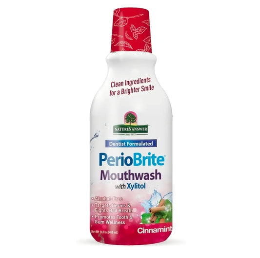 Nature's Answer PerioBrite Alcohol-Free Mouthwash, Cinnamon, 16-Fluid Ounce | Whitens Teeth | Freshens Breath | Removes Plaque | Minimizes Dry Mouth (Pack of 1)