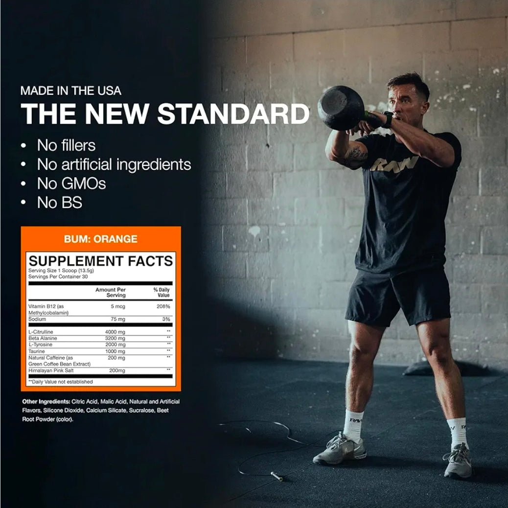 RAW Essential Pre-Workout Powder (Orange) - Chris Bumstead Sports Nutrition Supplement for Men & Women - Preworkout Energy Powder with Caffeine, L-Citrulline, L-Tyrosine, & Beta Alanine Blend20.99k