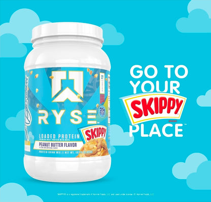 RYSE Loaded Protein Powder - Skippy Peanut Butter - 25g Whey Protein Isolate & Concentrate with Prebiotic Fiber & MCTs - Low Carb, Low Sugar