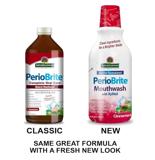 Nature's Answer PerioBrite Alcohol-Free Mouthwash, Cinnamon, 16-Fluid Ounce | Whitens Teeth | Freshens Breath | Removes Plaque | Minimizes Dry Mouth (Pack of 1)