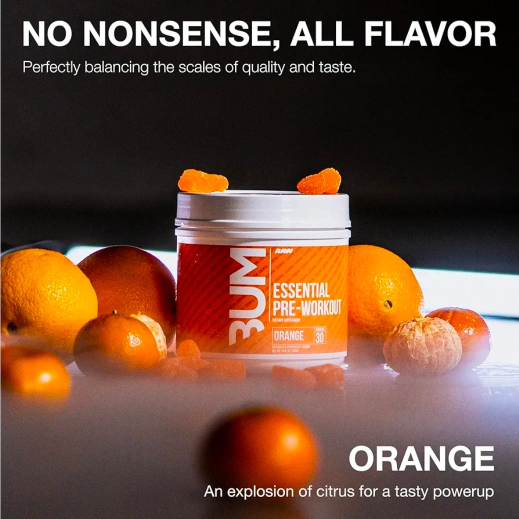 RAW Essential Pre-Workout Powder (Orange) - Chris Bumstead Sports Nutrition Supplement for Men & Women - Preworkout Energy Powder with Caffeine, L-Citrulline, L-Tyrosine, & Beta Alanine Blend20.99k