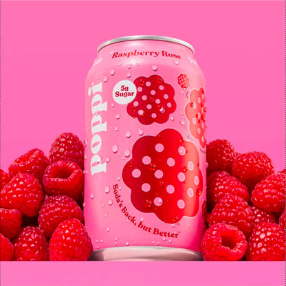 Poppi Raspberry Rose Prebiotic Beverage - 12 fl oz Can