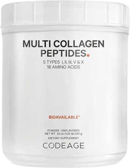 Codeage Multi Collagen Protein Powder Peptides, Hydrolyzed Collagen for Women & Men, Collagen Supplements, Grass Fed Bone Broth, 2-Month Supply, Unflavored, Type 1, 2, 3, 5 & 10, Non-GMO - 20 OZ