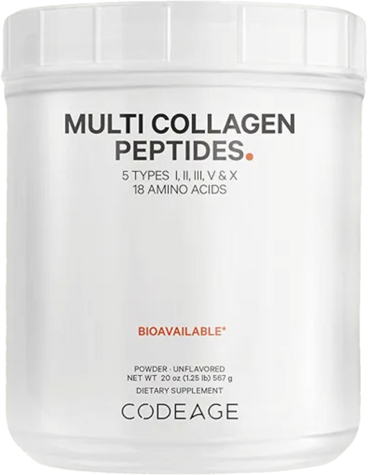 Codeage Multi Collagen Protein Powder Peptides, Hydrolyzed Collagen for Women & Men, Collagen Supplements, Grass Fed Bone Broth, 2-Month Supply, Unflavored, Type 1, 2, 3, 5 & 10, Non-GMO - 20 OZ