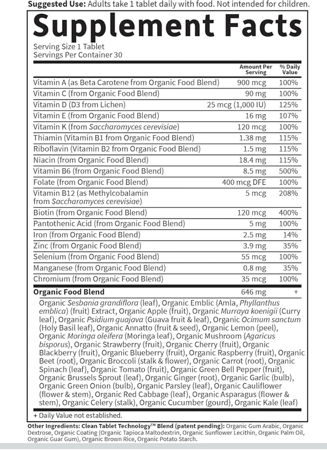 Garden of Life Organics Multivitamin for Women - Women's Once Daily Multi - Whole Food Multi with Iron, Biotin, Vegan Organic Womens Multivitamin for Health, Energy Hair Skin and Nails, 30 Tablets