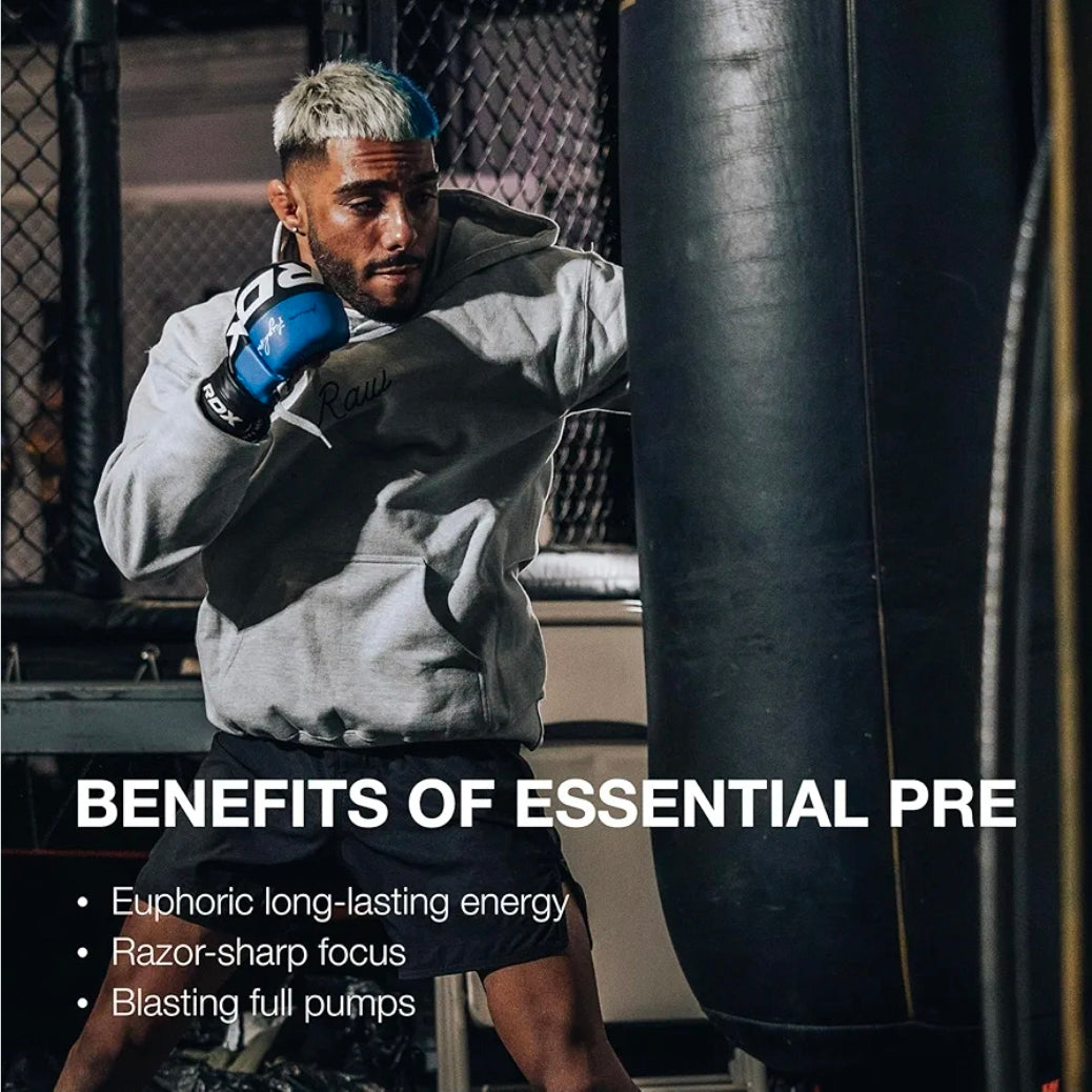 RAW Essential Pre-Workout Powder (Sour Watermelon) - Chris Bumstead Sports Nutrition Supplement for Men & Women - Preworkout Energy Powder with Caffeine, L-Citrulline, L-Tyrosine, & Beta Alanine Blend