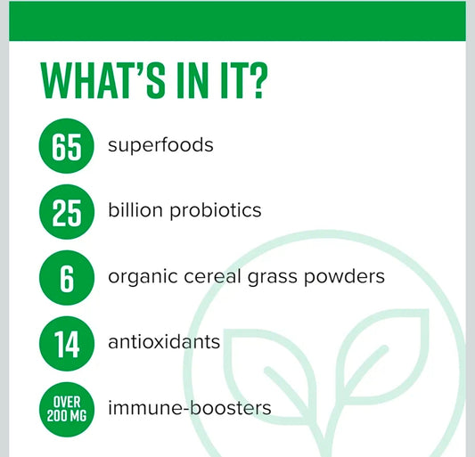 Vibrant Health, Green Vibrance, Includes 65 Plant-Based Superfoods, 25 Billion Probiotics, Fiber, Adaptogens & Enzymes, 83 Servings