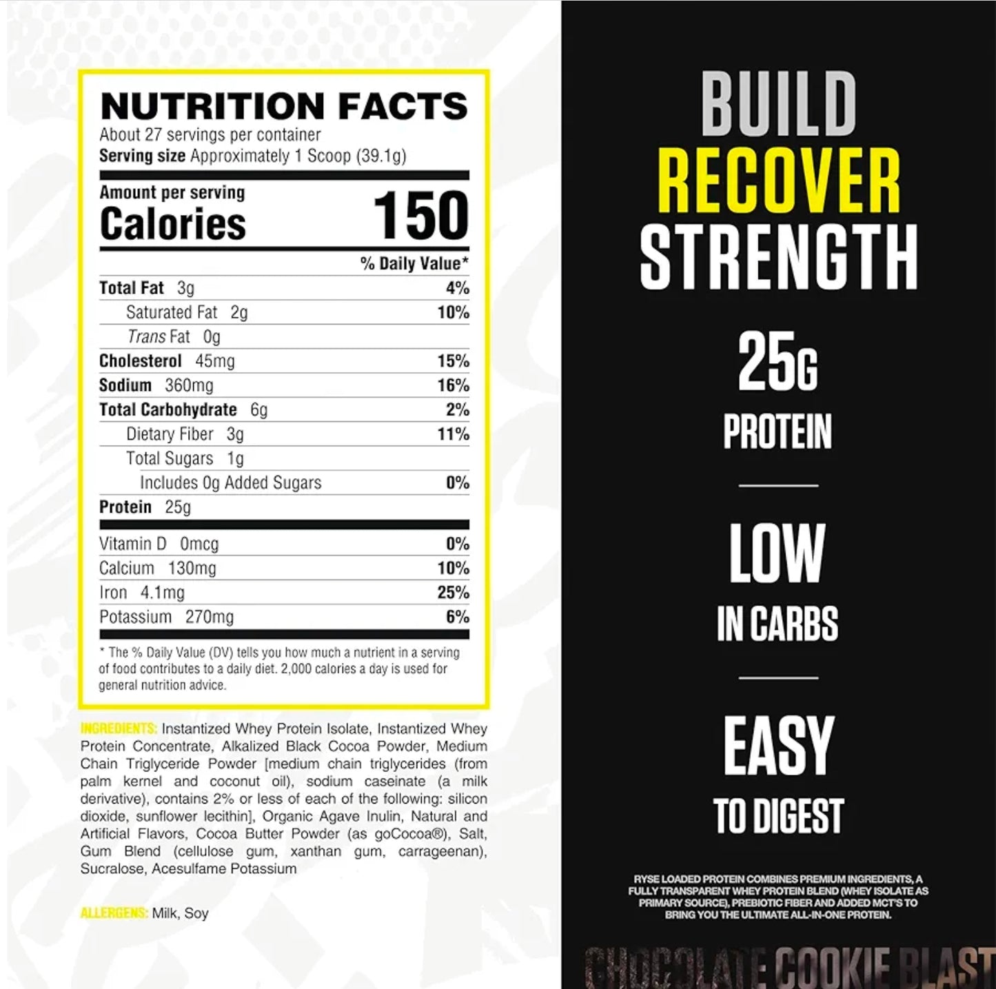 RYSE Loaded Protein Powder - Chocolate Cookie Blast - 25g Whey Protein Isolate & Concentrate with Prebiotic Fiber & MCTs - Low Carb, Low Sugar, Digestive-Friendly - 27 Servings / 2 lb Tub
Amazon's Choice