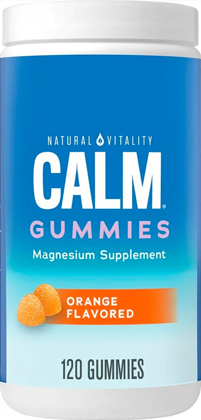 Natural Vitality Calm Magnesium Supplement, Anti-Stress Gummies, Vegan, Gluten-Free, Orange Flavor, 120 Gummies