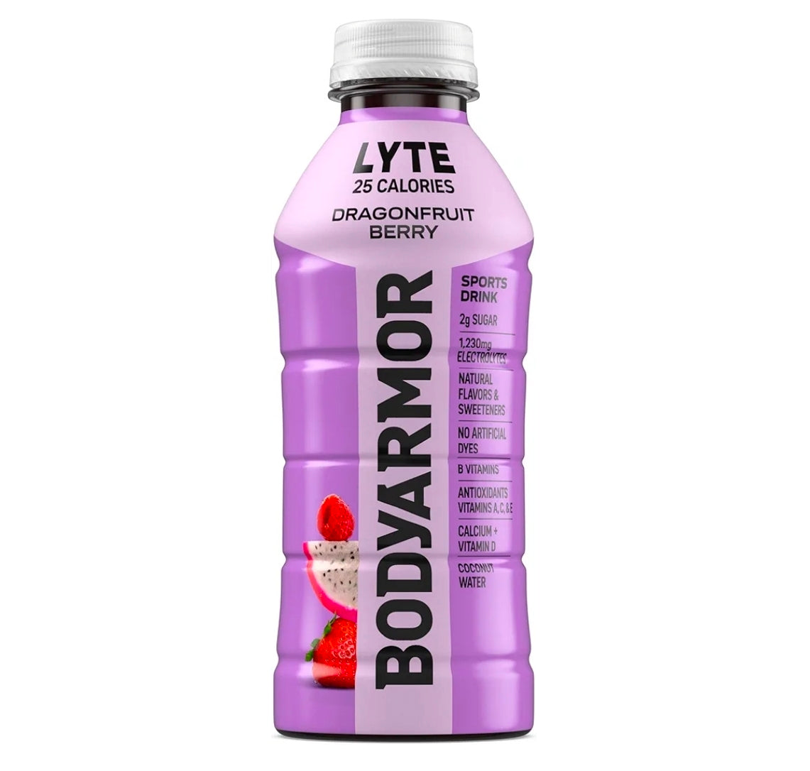 BODYARMOR LYTE Sports Drink Low-Calorie Sports Beverage, Dragonfruit Berry, Natural Flavors With Vitamins, Potassium-Packed Electrolytes, Perfect For Athletes, 20 Fl Oz