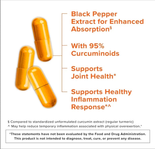 Qunol Turmeric Curcumin with Black Pepper, 2250mg Turmeric Extract with 95% Curcuminoids, Extra Strength Turmeric Supplement, Enhanced Absorption, Joint Support Supplement, 90 Vegetarian Capsules
