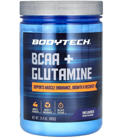 BodyTech, BCAA + Glutamine, Unflavored, 14.4 oz (409 g
