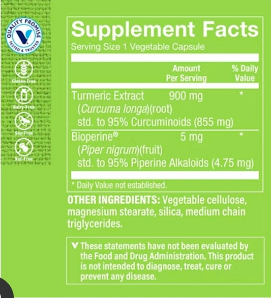 Triple Strength Turmeric with Curcumin - Joint & Antioxidant Support - 900 MG (240 Vegetarian Capsules)
