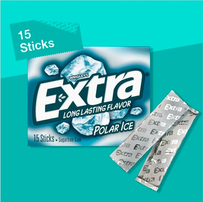 EXTRA Gum Polar Ice Sugar Free Chewing Gum, Single Pack, 15 Stick