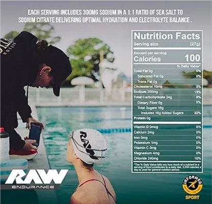 RAW Fuel, Premium Endurance Supplement Powder, Lemon Lime (60 Servings) - Peak Performance, Hydration & Stamina During Workouts, Training or Competition - 24g of Carbohydrates & 300mg of Sodium