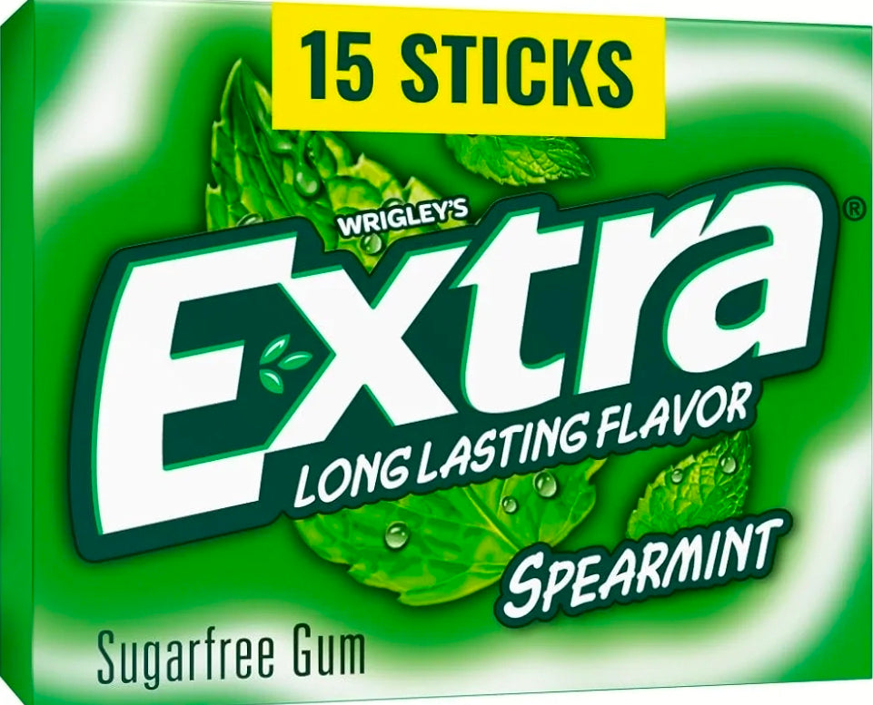 EXTRA Spearmint Back To School Sugar Free Chewing Gum Back to School Supplies, 15 Stick Pack