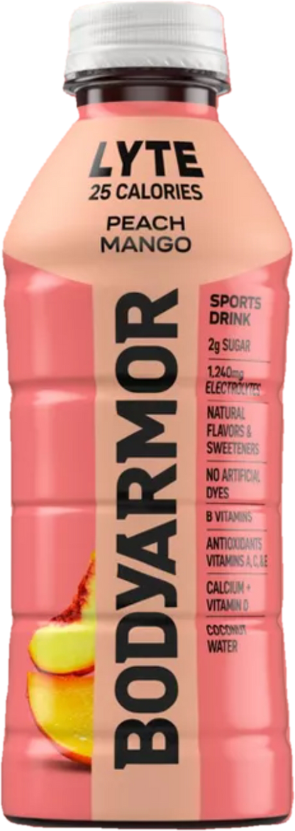 BODYARMOR LYTE Sports Drink Low-Calorie Sports Beverage, Peach Mango, Coconut Water Hydration, Natural Flavors With Vitamins, Potassium-Packed Electrolytes, Perfect For Athletes, 20FI Oz
