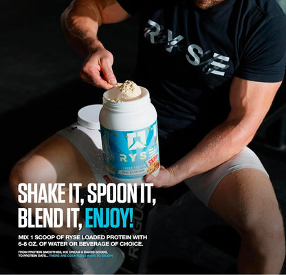 RYSE Loaded Protein Powder - Skippy Peanut Butter - 25g Whey Protein Isolate & Concentrate with Prebiotic Fiber & MCTs - Low Carb, Low Sugar