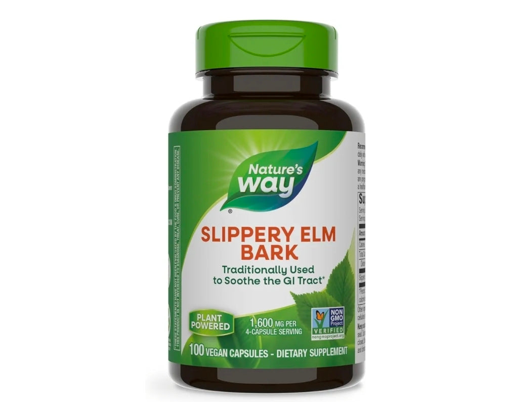 Nature's Way Slippery Elm Bark, Traditional Support to Soothe the GI Tract*, Vegan, Slippery Elm Capsules, 100 Capsules