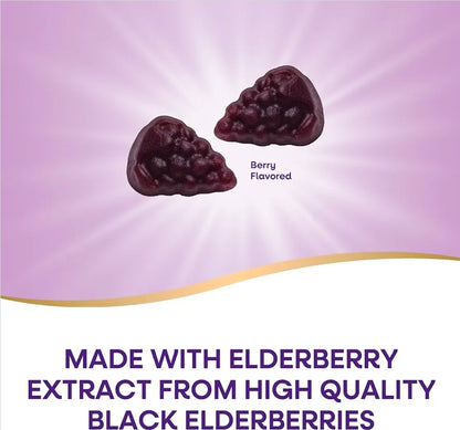 Nature’s Way Sambucus Elderberry Gummies, Immune Support Gummies*, Black Elderberry with Vitamin C and Zinc, 60 Gummies