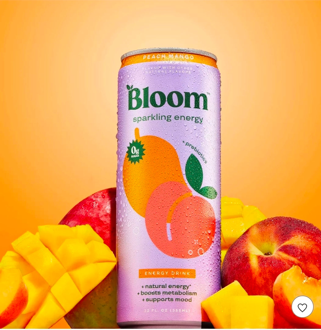 BLOOM NUTRITION Sparkling Energy Drink - Peach Mango - 12 fl oz Can