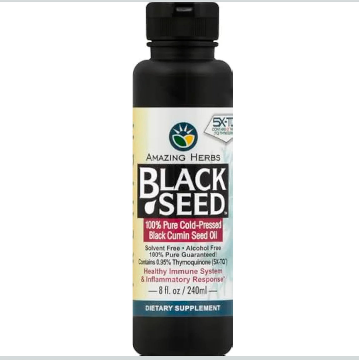 Amazing Herbs Premium Black Seed Oil - Cold Pressed Nigella Sativa Aids in Digestive Health, Immune Support, Brain Function, Joint Mobility, Gluten Free, Non GMO - 8 Fl Oz