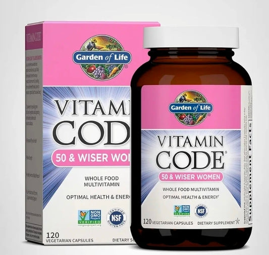Garden of Life Multivitamin for Women 50 & Over, Vitamin Code Women 50 & Wiser Multi - 120 Capsules, Vitamins for 50 Plus with B Vitamins, Vitamins A, C, D3, E & K, CoQ10, Probiotics & Enzymes