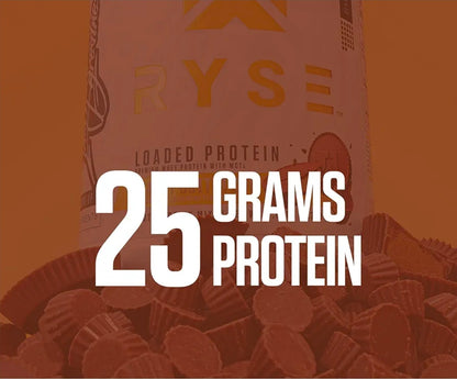 RYSE Loaded Protein Powder - Peanut Butter Cup - 25g Whey Protein Isolate & Concentrate with Prebiotic Fiber & MCTs - Low Carb, Low Sugar, Digestive-Friendly - 27 Servings / 2 lb Tub