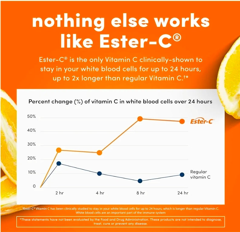 American Health Ester-C with Citrus Bioflavonoids Capsules - Gentle On Stomach, Non-Acidic Vitamin C - 500 mg, 60 Servings, 120 Count