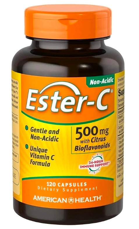 American Health Ester-C with Citrus Bioflavonoids Capsules - Gentle On Stomach, Non-Acidic Vitamin C - 500 mg, 60 Servings, 120 Count