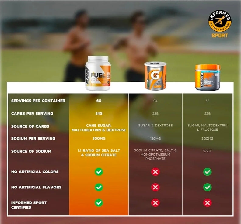 RAW Fuel, Premium Endurance Supplement Powder, Orange (60 Servings) - Peak Performance, Hydration & Stamina During Workouts, Training or Competition - 24g of Carbohydrates & 300mg of Sodium