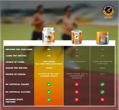RAW Fuel, Premium Endurance Supplement Powder, Orange (60 Servings) - Peak Performance, Hydration & Stamina During Workouts, Training or Competition - 24g of Carbohydrates & 300mg of Sodium